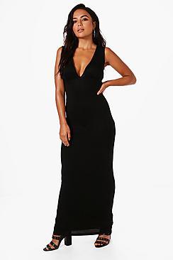 Boohoo Petite Holly Plunge Jersey Maxi Dress