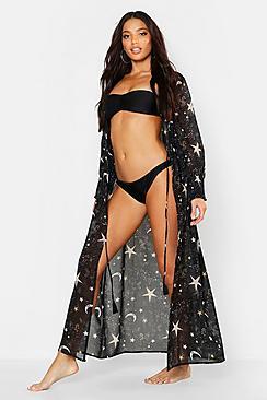 Boohoo Galaxy Star Maxi Beach Kimono