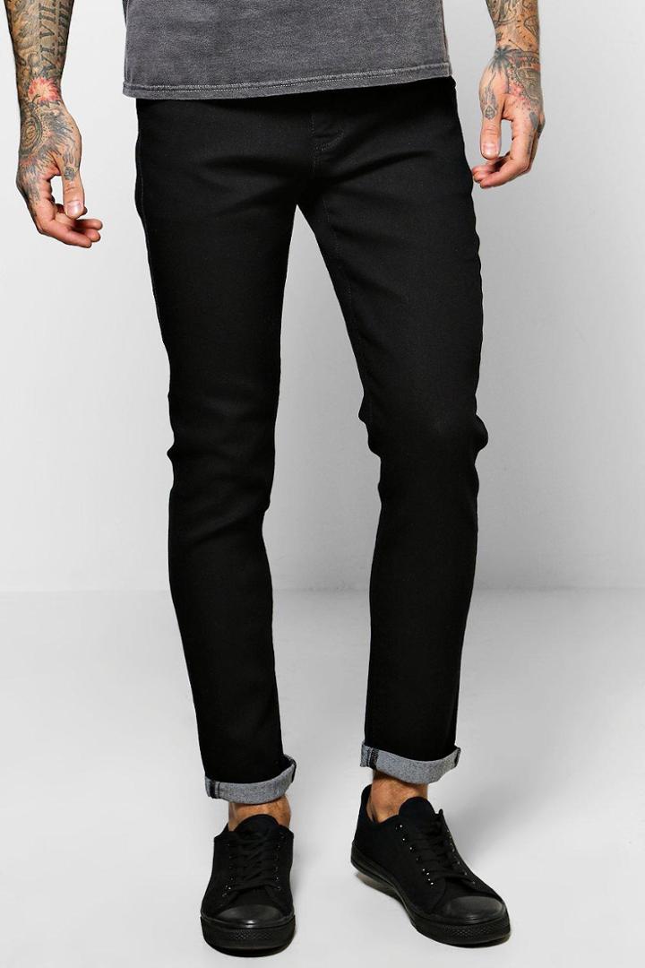 Boohoo Raw Black Skinny Fit Jeans Black