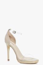Boohoo Katie Clear Band Platform Two Part Nude