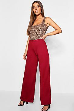 Boohoo Petite Wide Leg Crepe Pants