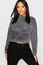 Boohoo Washed High Neck Sweat
