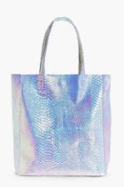 Boohoo Edie Mermaid Holographic Shopper Beach Bag