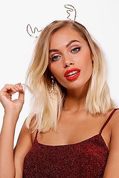 Boohoo Lily Diamante Antler Reindeer Metal Headband