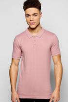 Boohoo Muscle Fit Jersey Polo Pink