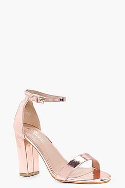 Boohoo Ella Metallic Block Barely There Heels