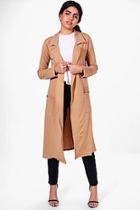 Boohoo Bella Belted Pocket Longline Duster
