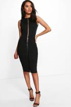 Boohoo Petite Martha Trim Detail Longline Midi Dress Black