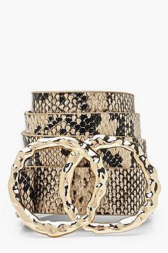 Boohoo Hammered Double Circle Snake Belt