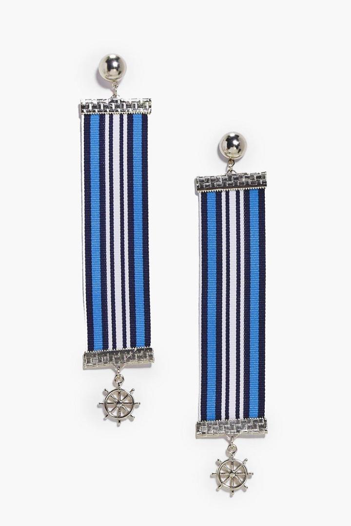 Boohoo Amber Boutique Tape Ships Wheel Earrings Gold