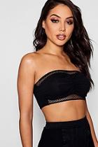 Boohoo Rose Fishnet Panel Ruched Bandeau