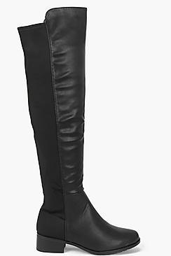 Boohoo Lucia Elastic Back Over Knee Boot