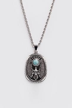 Boohoo Blue Stone Detail Pendant Necklace