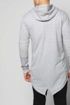 Boohoo Longline Biker Hoodie With Fishtail Hem Grey