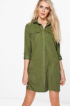 Boohoo Greta Long Sleeve Midi Shirt Dress