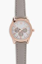 Boohoo Lola Multi Dial Leather Look Strap Watch