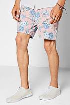 Boohoo Pink Floral Mid Length Smart Shorts