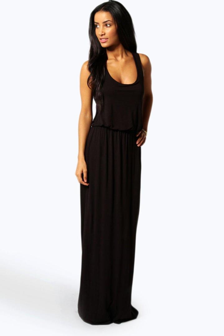 Boohoo Alice Racer Back Maxi Dress Black