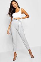 Boohoo Contrast Stitch Paperbag Skinny Trouser