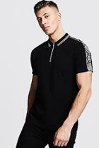 Boohoo Zip Through Polo With Snake Shoulder Panel