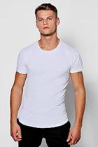 Boohoo Longline Muscle Fit T-shirt With Man Logo