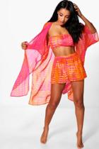 Boohoo Emma Tie Dye Three Piece Beach Co-ord Pink