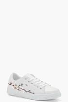 Boohoo Ruby Floral Embroidered Trainer White