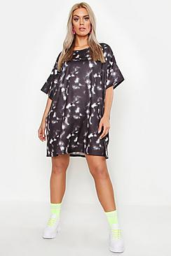 Boohoo Plus Tie Dye Oversized Sweat Dress