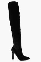 Boohoo Darcy Pointed Velvet Thigh High Boot