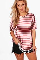Boohoo Plus Marie Stripe Tassel Oversized T-shirt
