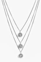 Boohoo Eve Multi Layer Enclosed Charm Necklace Silver