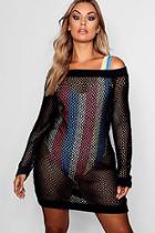 Boohoo Plus Off The Shoulder Crochet Beach Dress