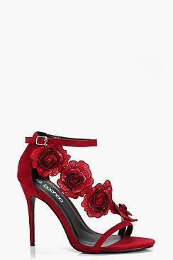 Boohoo Florence Rose Cross Strap Heels