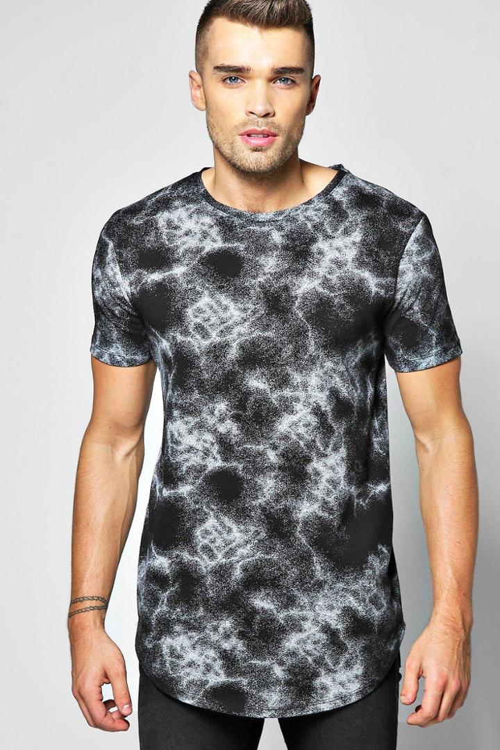 Boohoo Sprayed Curved Hem T Shirt Black
