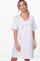 Boohoo Choker Jewelled T-shirt Dress