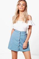 Boohoo Hattie Button Front Ponte A Line Skirt