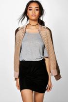 Boohoo Petite Laura Knot Front Mini Skirt Black