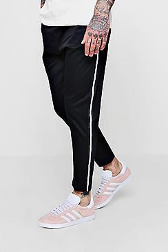 Boohoo Jogger Style Stretch Chino With Side Taping