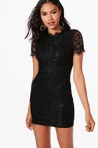 Boohoo Boutique Issy Eyelash Lace Bodycon Dress Black