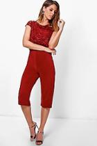 Boohoo Linda Lace Overlay Culottes Jumpsuit
