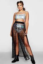 Boohoo Plus Karina Mesh Overlay Maxi Skirt With Split
