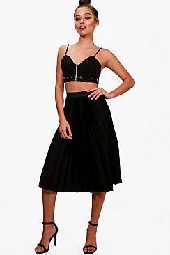 Boohoo Esme Pleated Midi Skirt