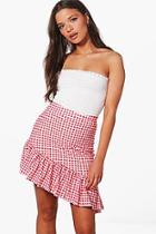 Boohoo Lacey Asymetric Ruffle Hem Mini Skirt