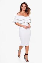 Boohoo Mimi Off Shoulder Contrast Tipping Midi Dress