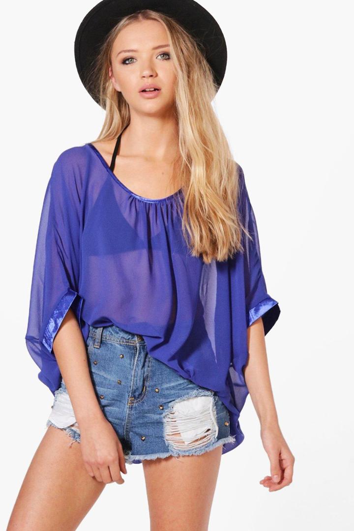 Boohoo Olivia Oversized Blouse Blue