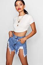 Boohoo Extreme Bum Rip Denim Short