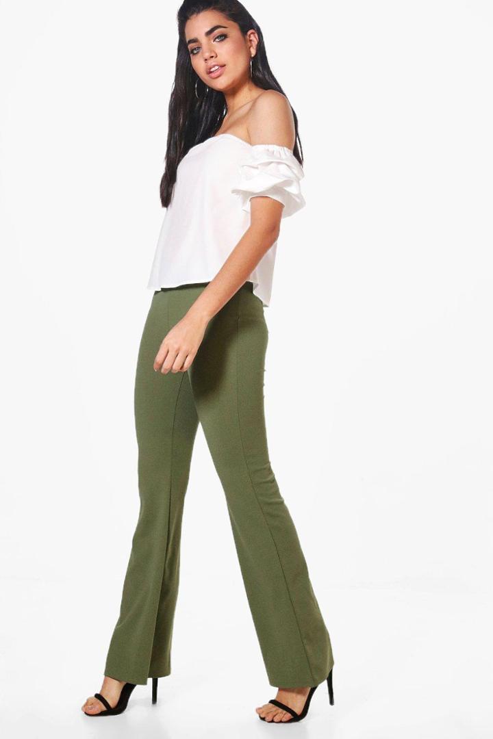 Boohoo Savannah Flare Stretch Trouser Khaki