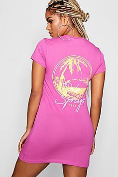 Boohoo Nadia Palm Springs Print T-shirt Dress