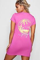 Boohoo Nadia Palm Springs Print T-shirt Dress