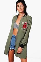 Boohoo Lisa Longline Embroidered Bomber